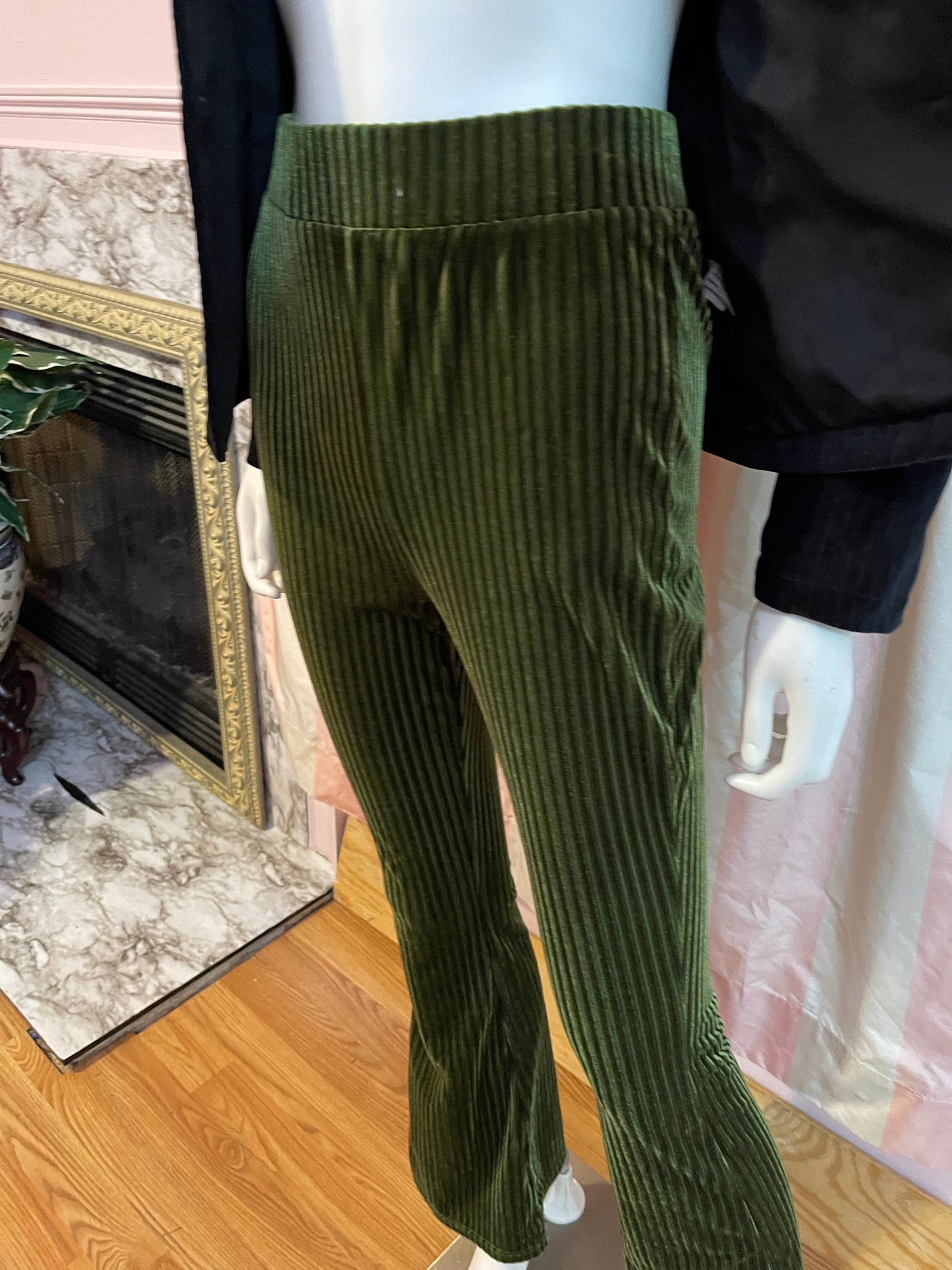 Black Velvet Blazer & Green Velvet Pants