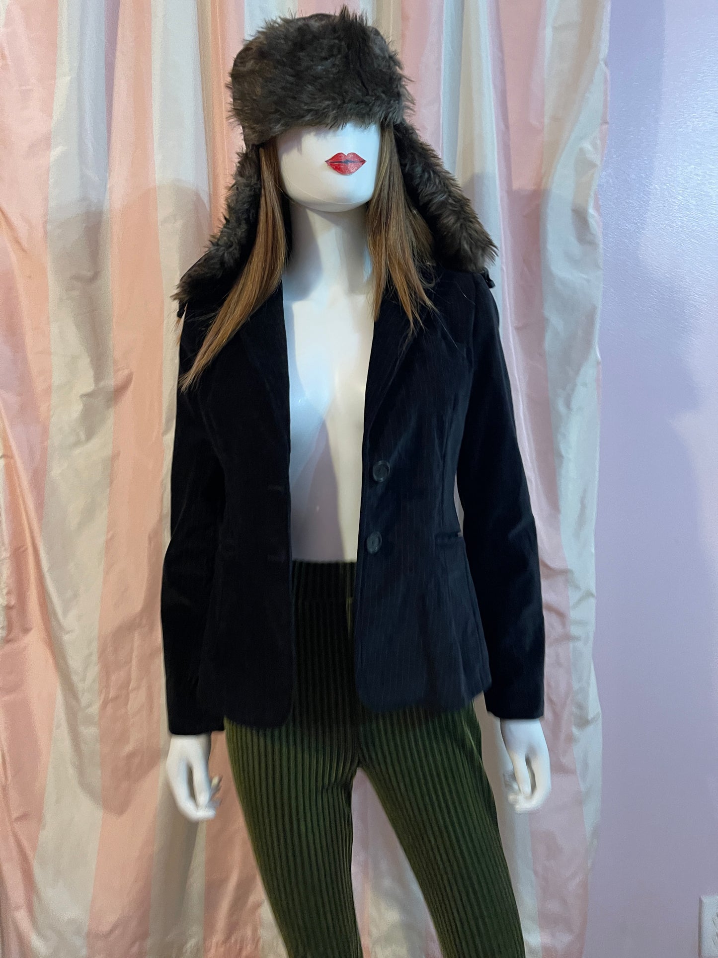 Black Velvet Blazer & Green Velvet Pants