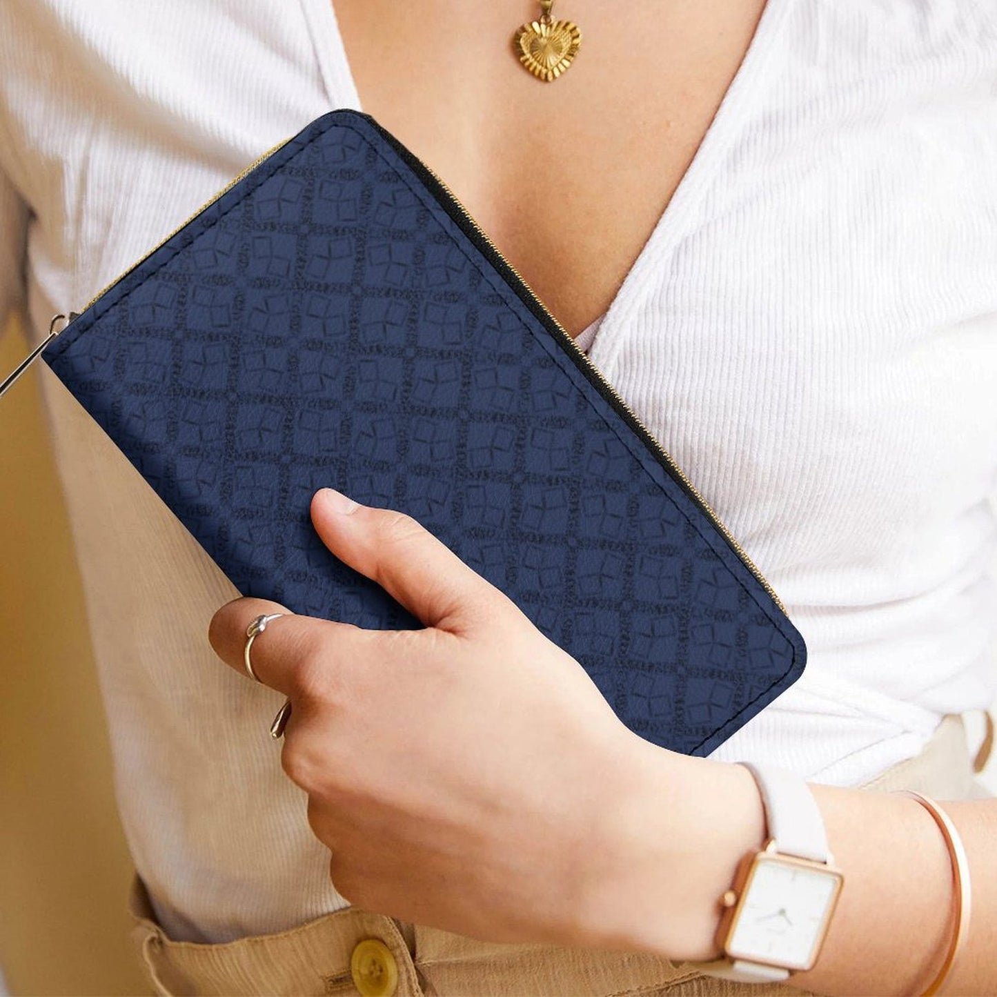 Leather Wallet with Zipper