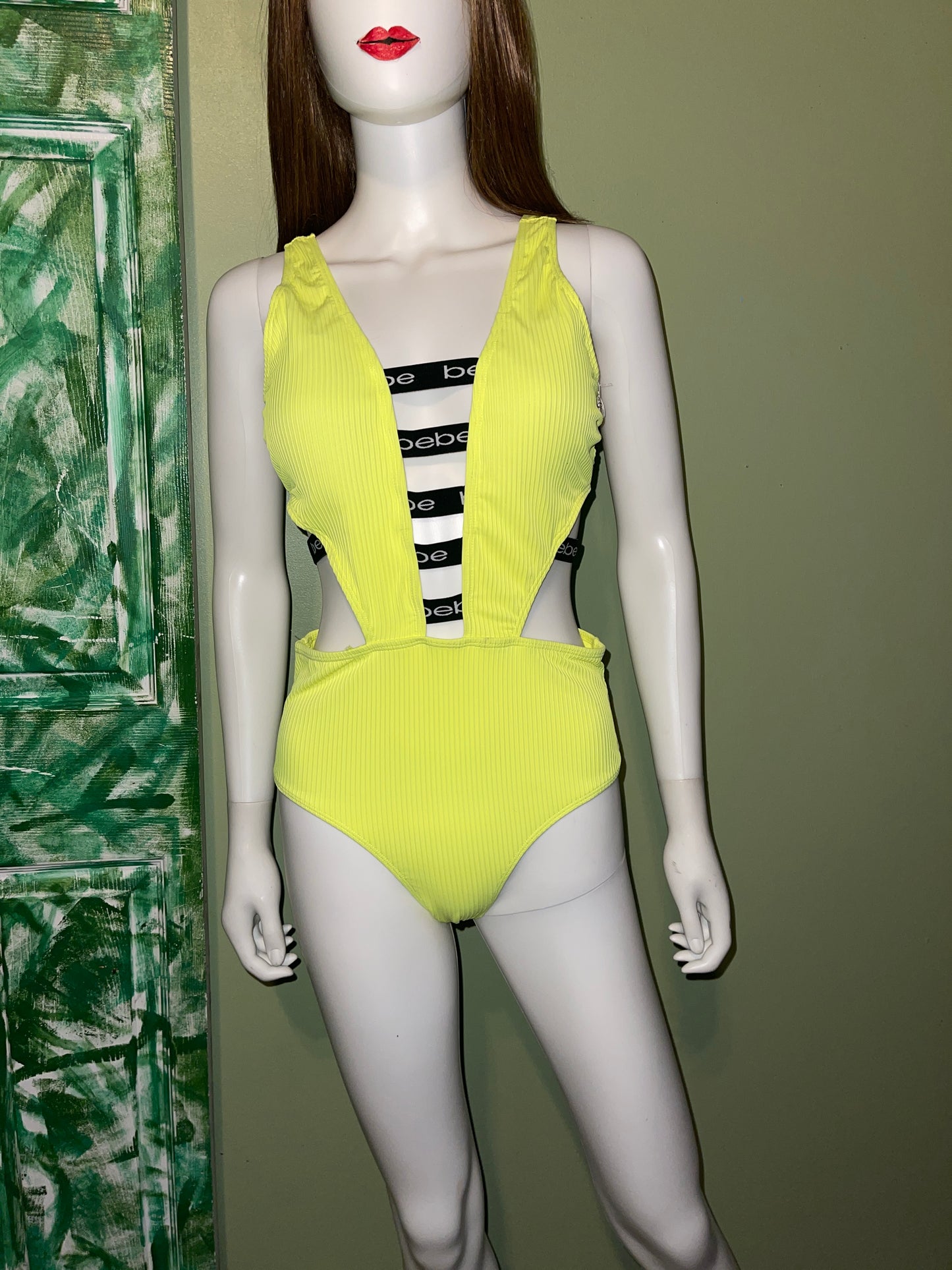 BUY NOW - NEW YELLOW BLACK LOGO CUTOUT SEXY GOLD SWIMSUIT LINGERIE