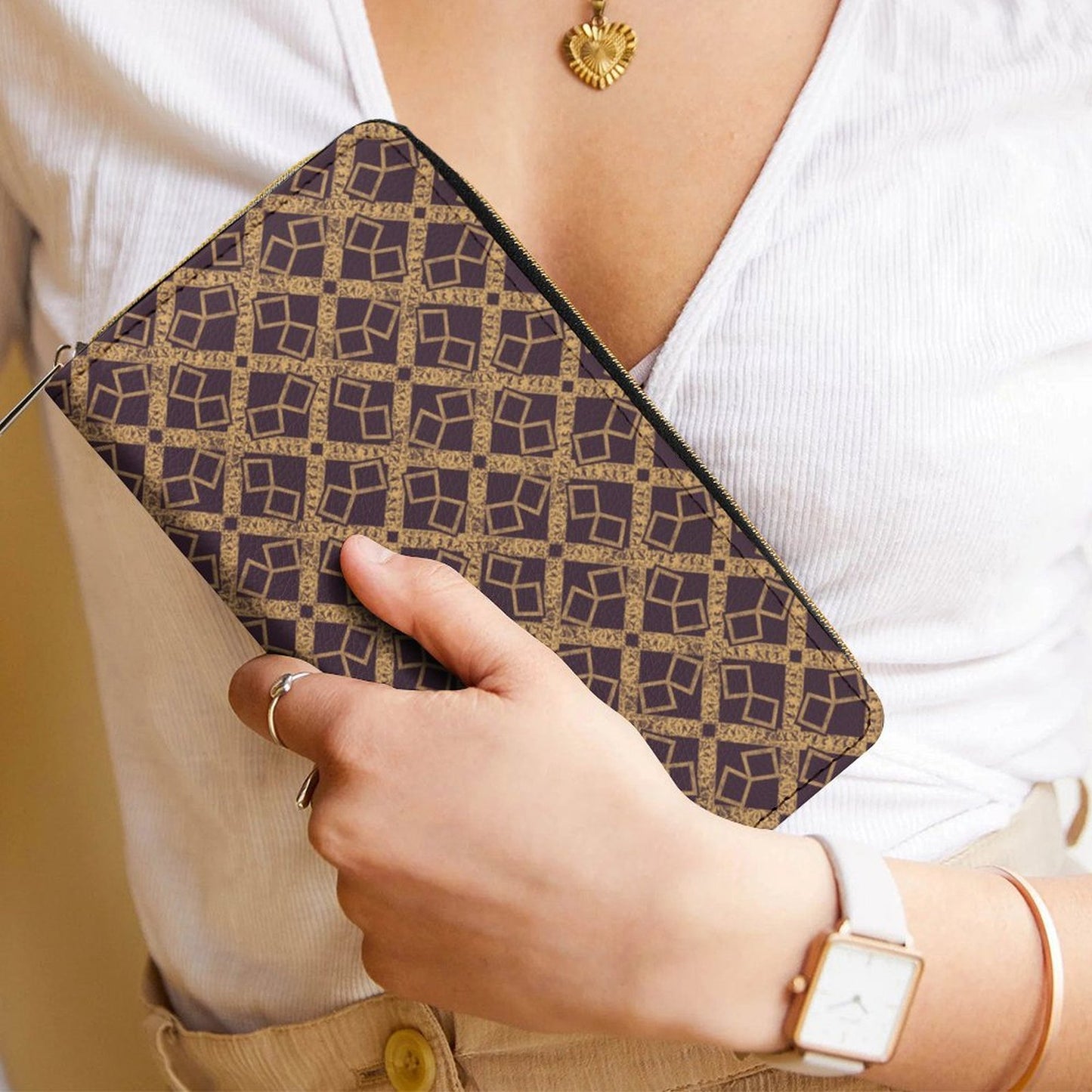 Leather Wallet with Zipper