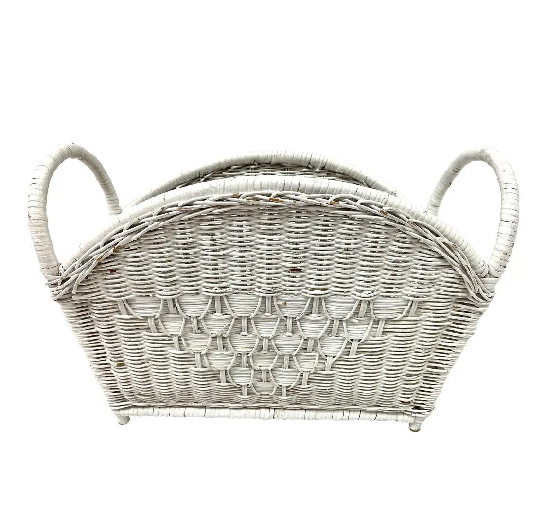 Rental White Wicker Magazine Basket