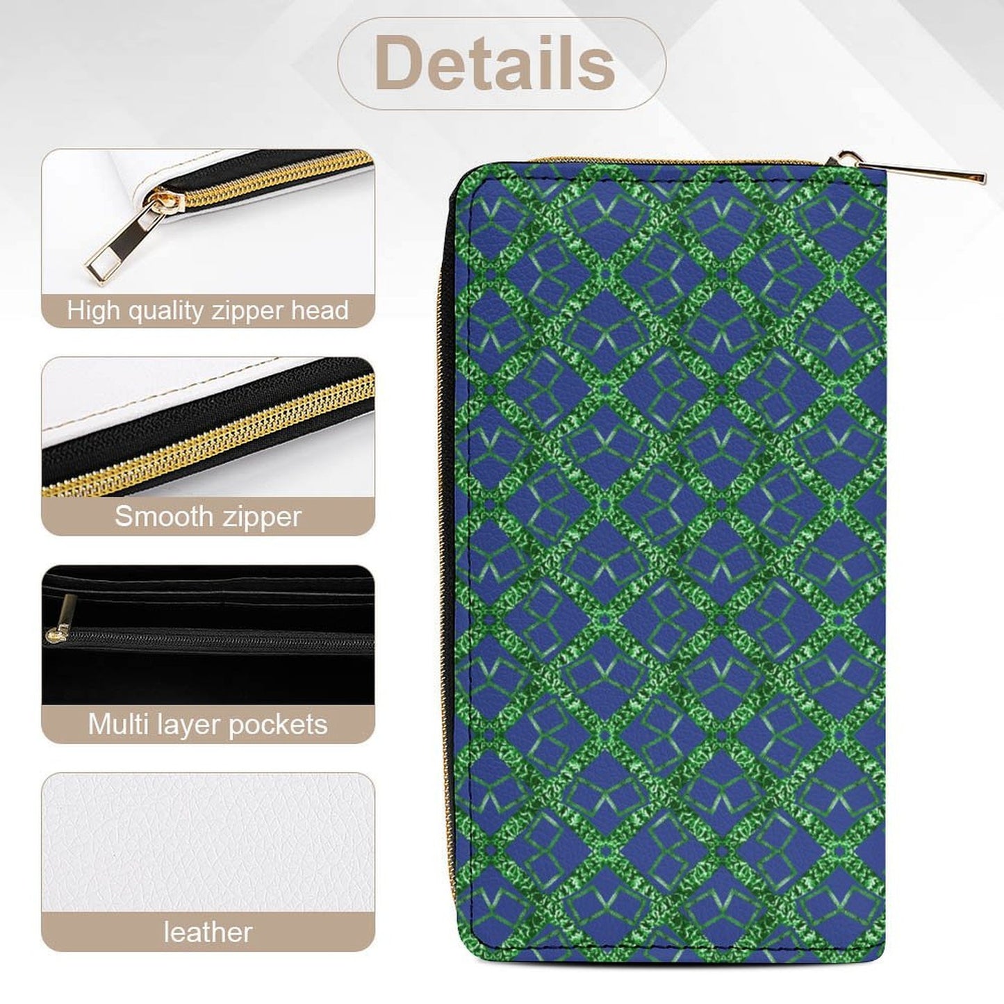 Leather Wallet with Zipper