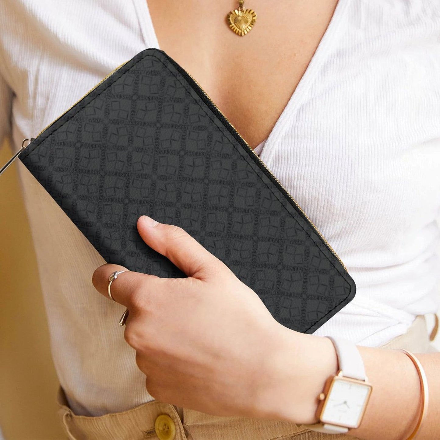 Leather Wallet with Zipper