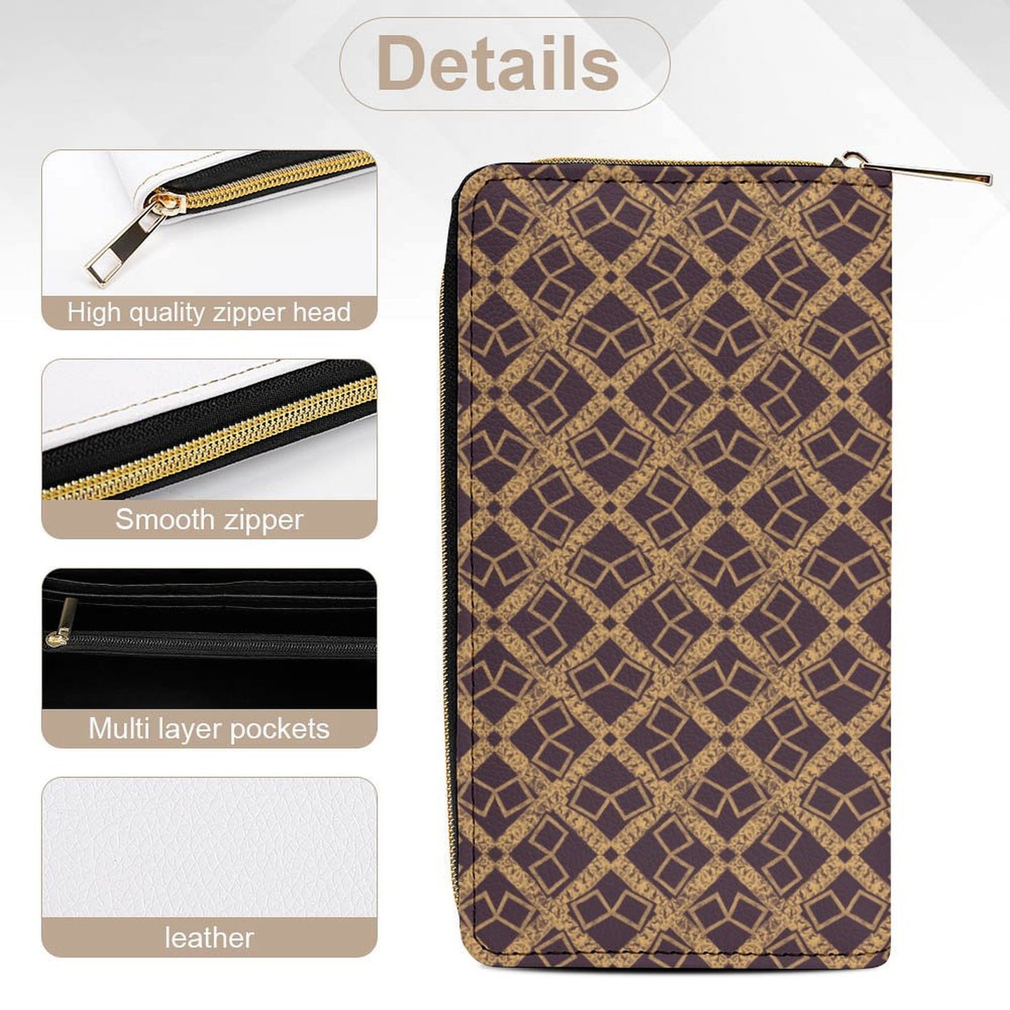 Leather Wallet with Zipper