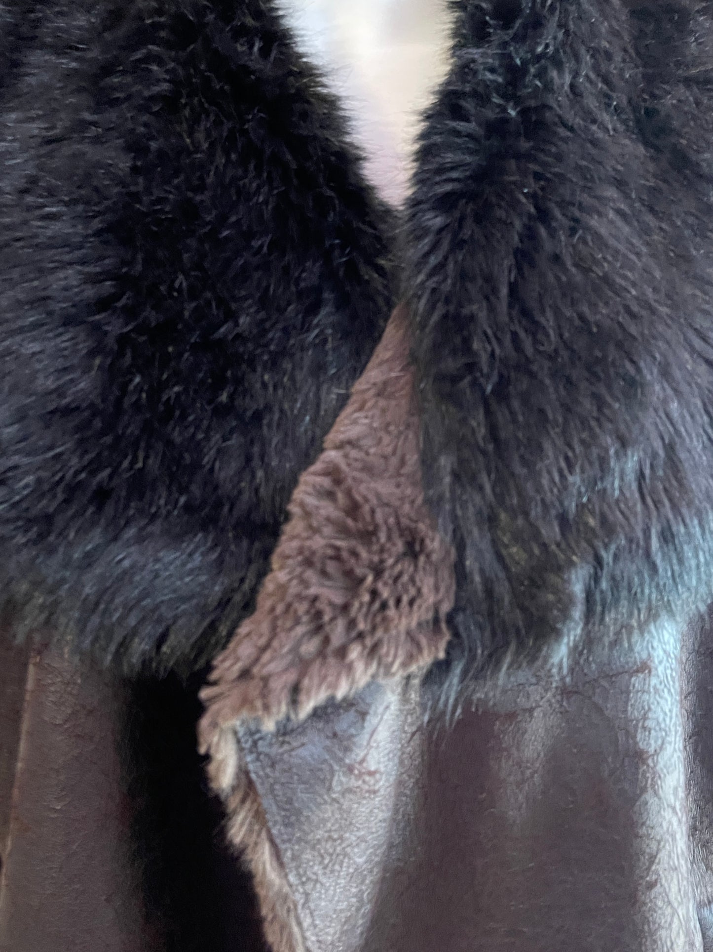 INC Faux Leather Fur Coat