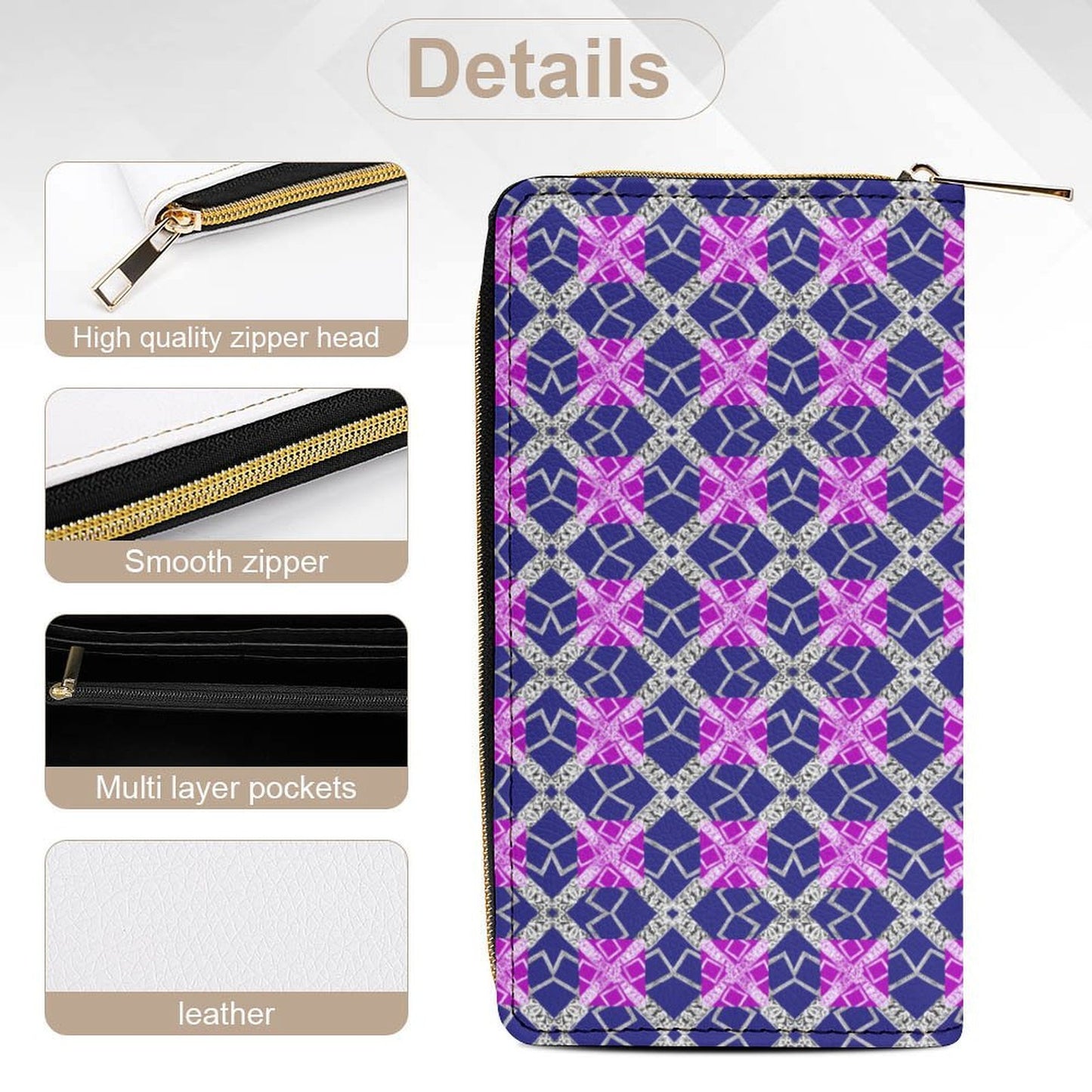 Leather Wallet with Zipper