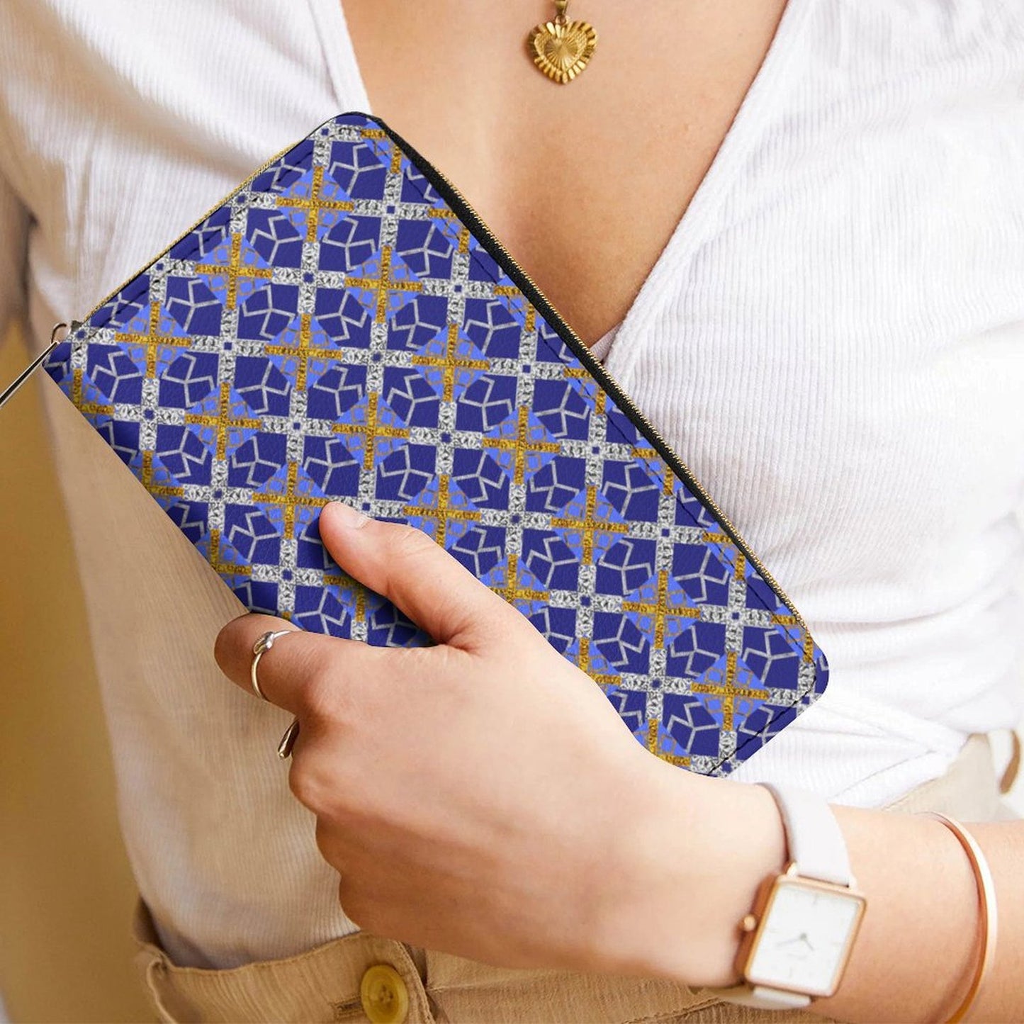 Leather Wallet with Zipper