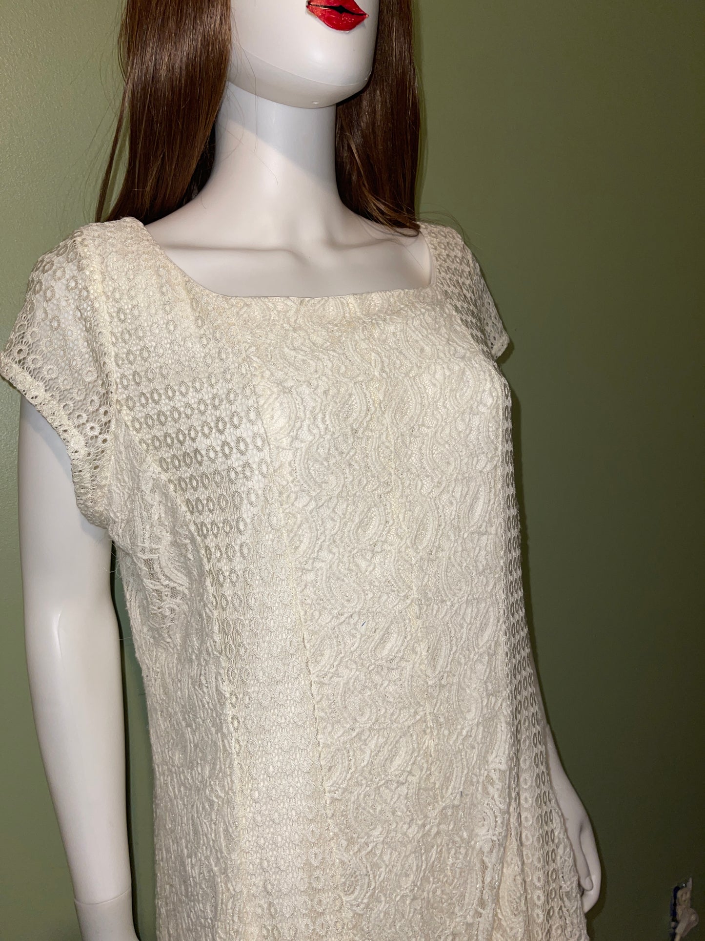 DRESS RENTAL LACE WHITE CREAM 1X  PLUS XXL XL