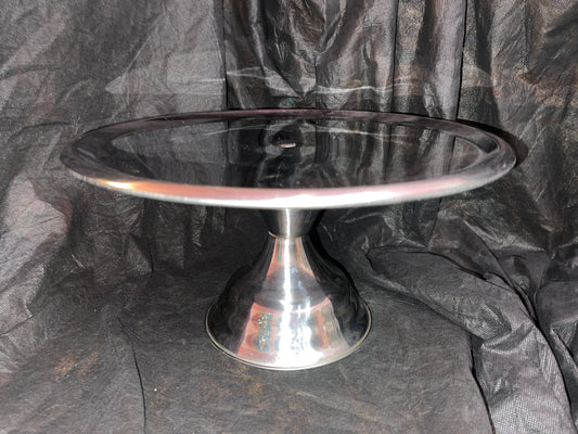 RENTAL VINTAGE SILVER STAINLESS STEEL CAKE PLATE MOD