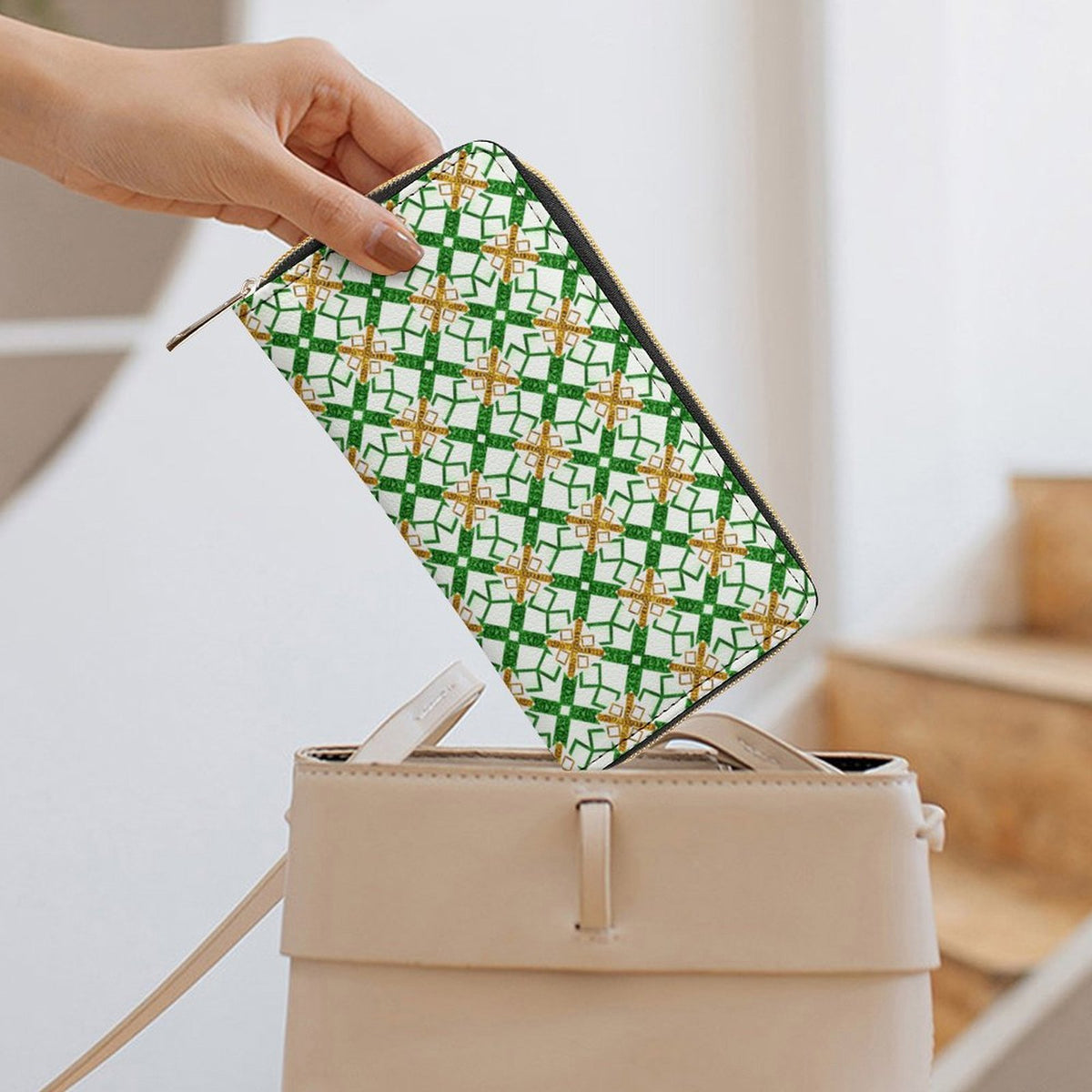 Leather Wallet with Zipper