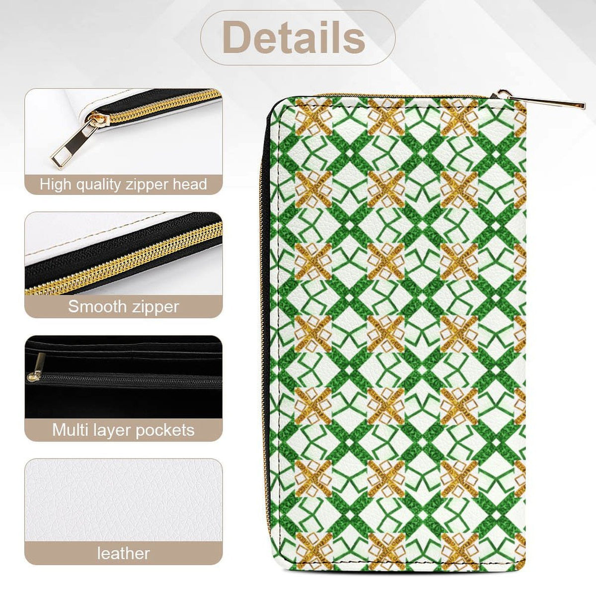 Leather Wallet with Zipper
