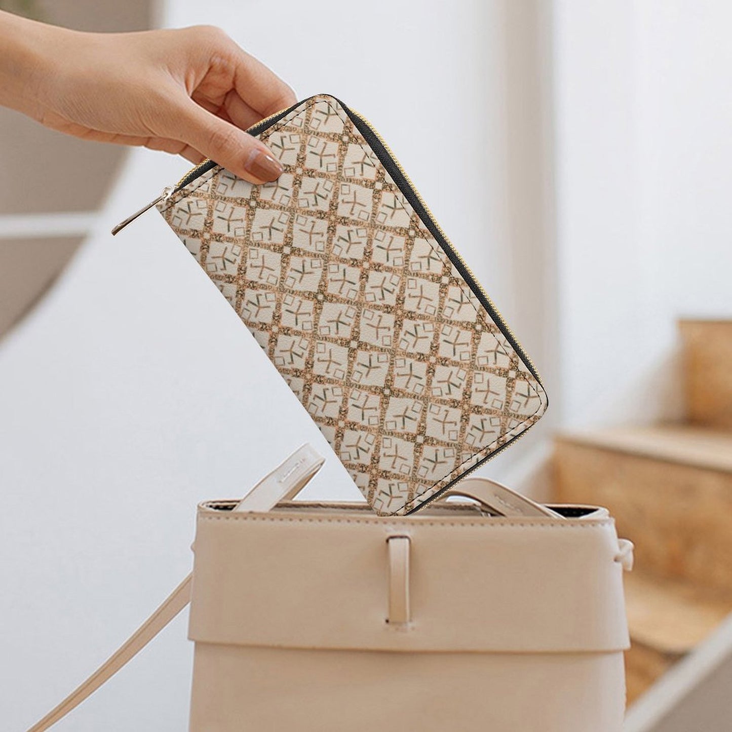 Leather Wallet with Zipper