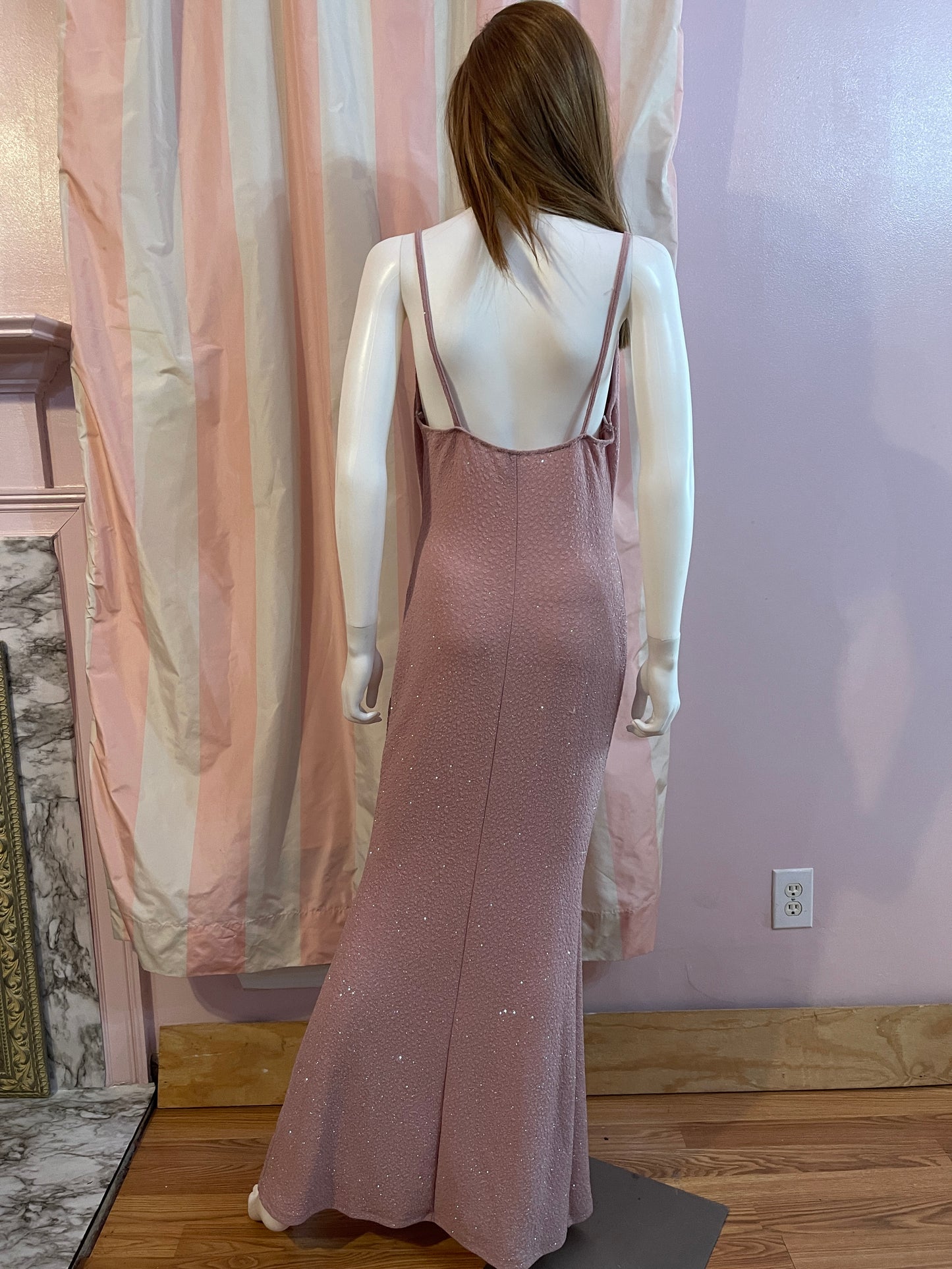 Rose Pink Glitter Stretch Dress Gown