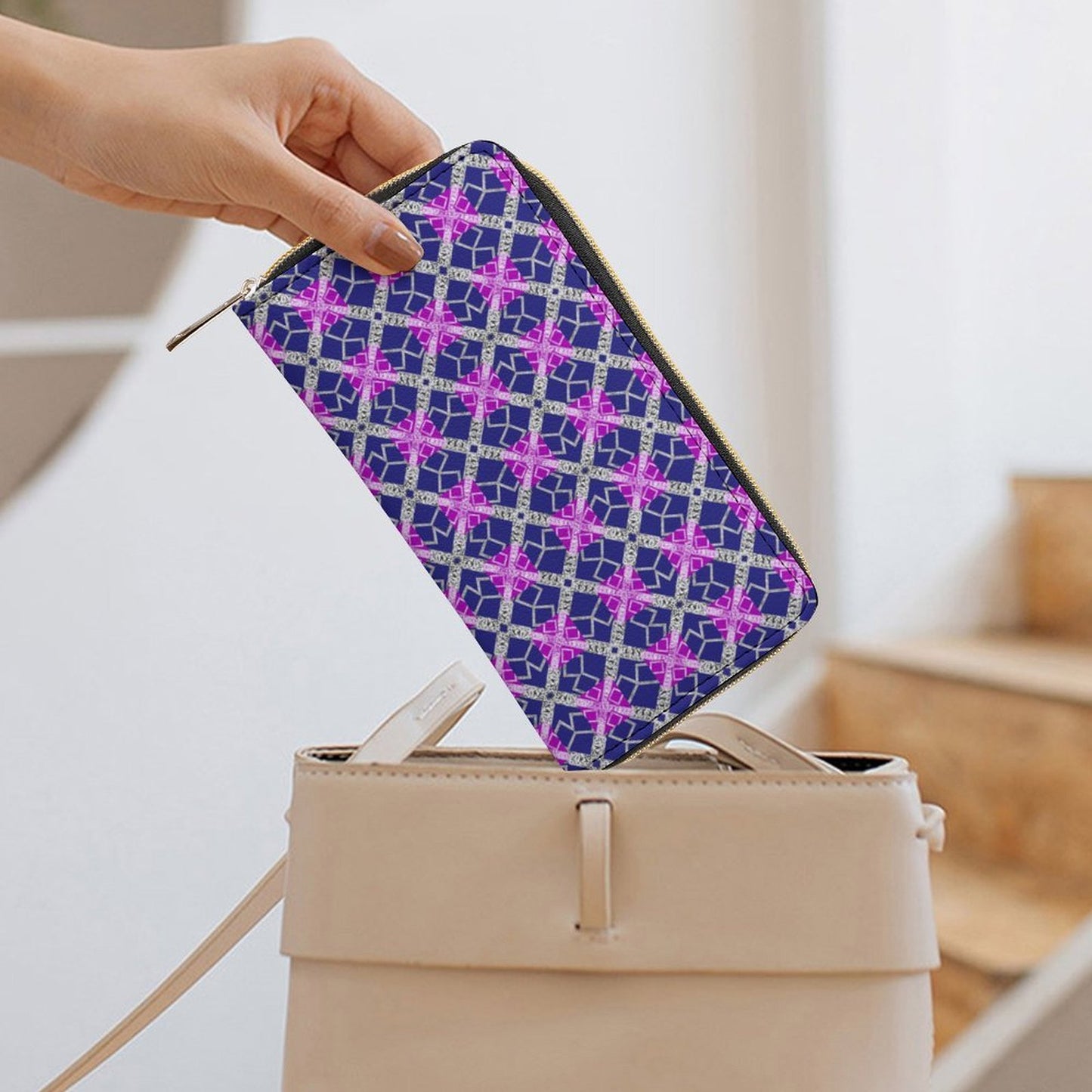 Leather Wallet with Zipper