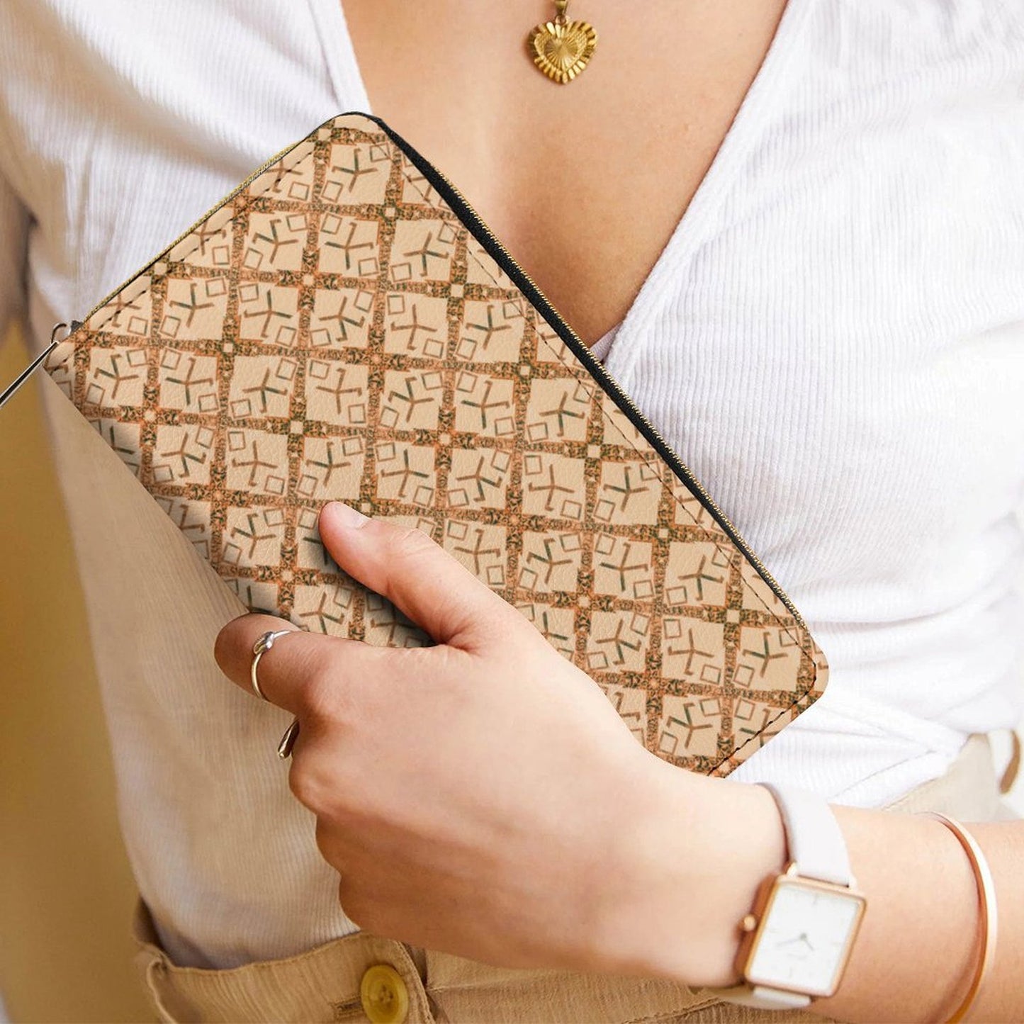 Leather Wallet with Zipper