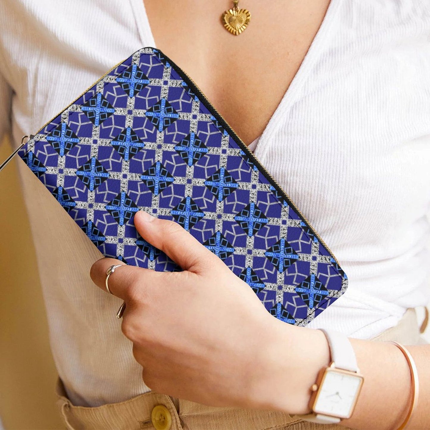 Leather Wallet with Zipper