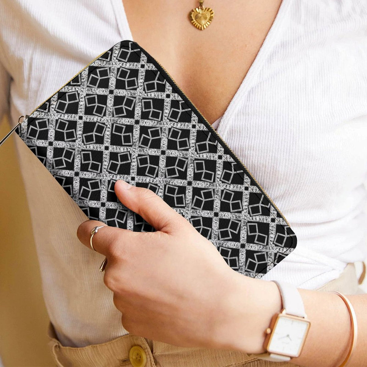 Leather Wallet with Zipper