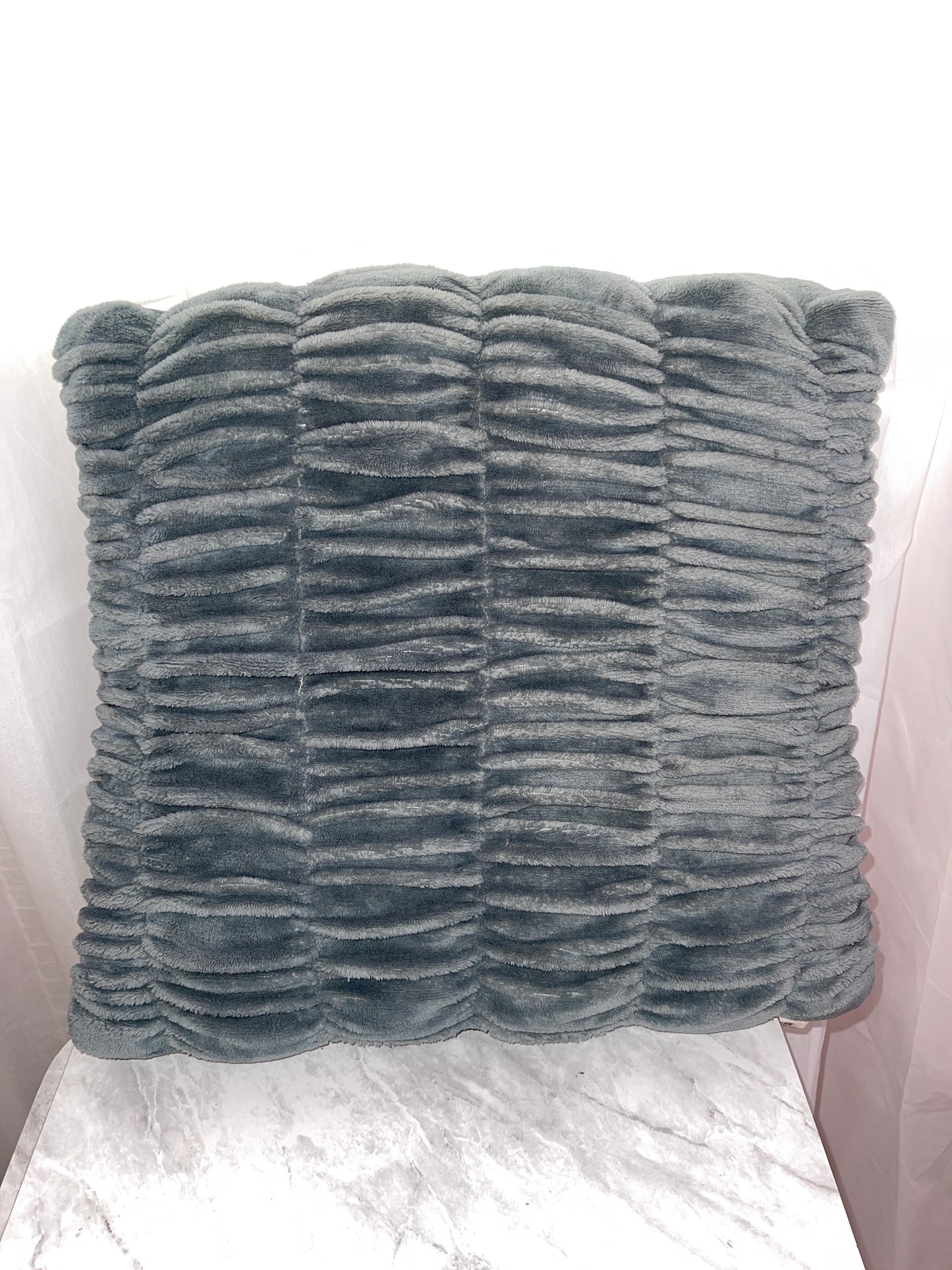 RENTAL GRAY BLUE VELVET RUCHE PILLOWS