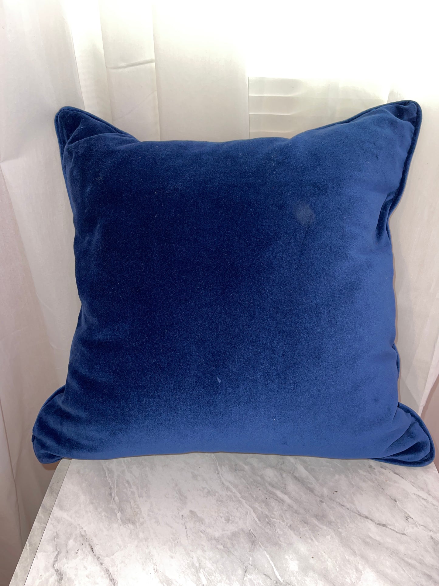 RENTAL BLUE VELVET SOFA PILLOWS