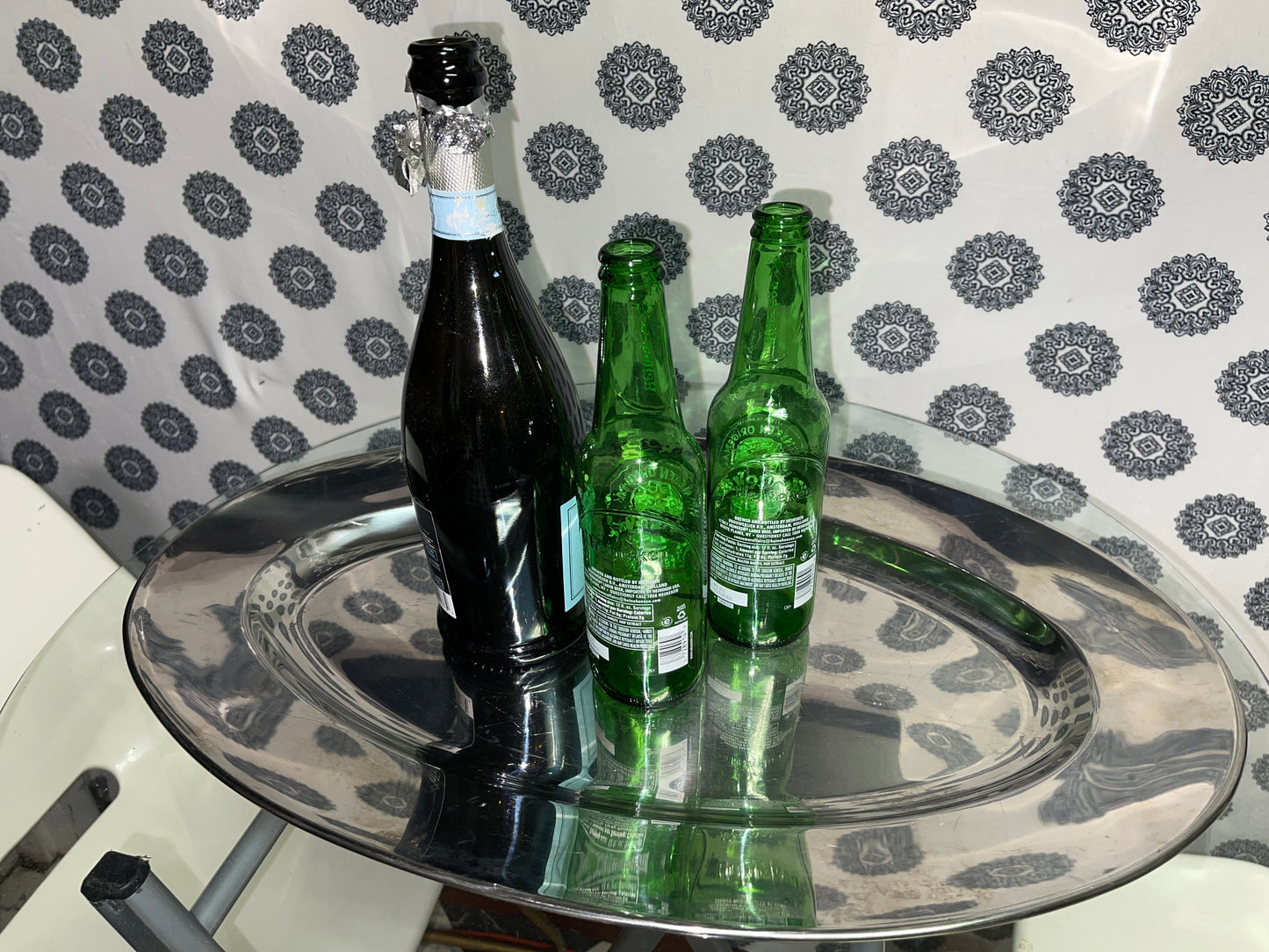 RENTAL LOT OF EMPTY BAR BOTTLES WINE CHAMPAGNE BEER PROPS