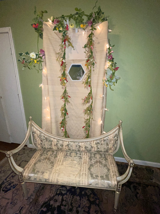 Rental Cozy Corner Greenery Floral Fairy Raw Silk Fabric