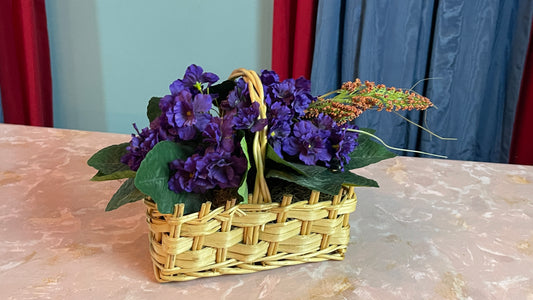 RENTAL FLOWERS PURPLE VIOLET FLORAL BASKET