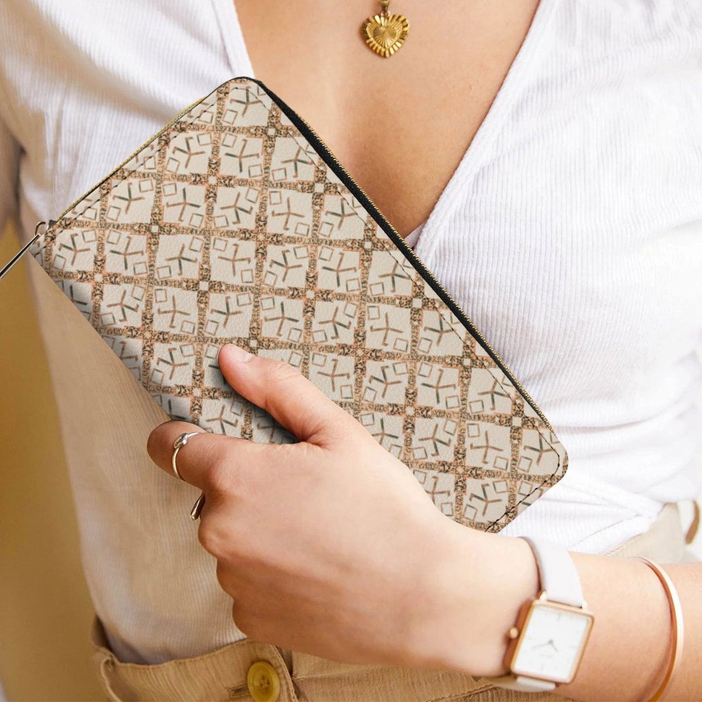 Leather Wallet with Zipper