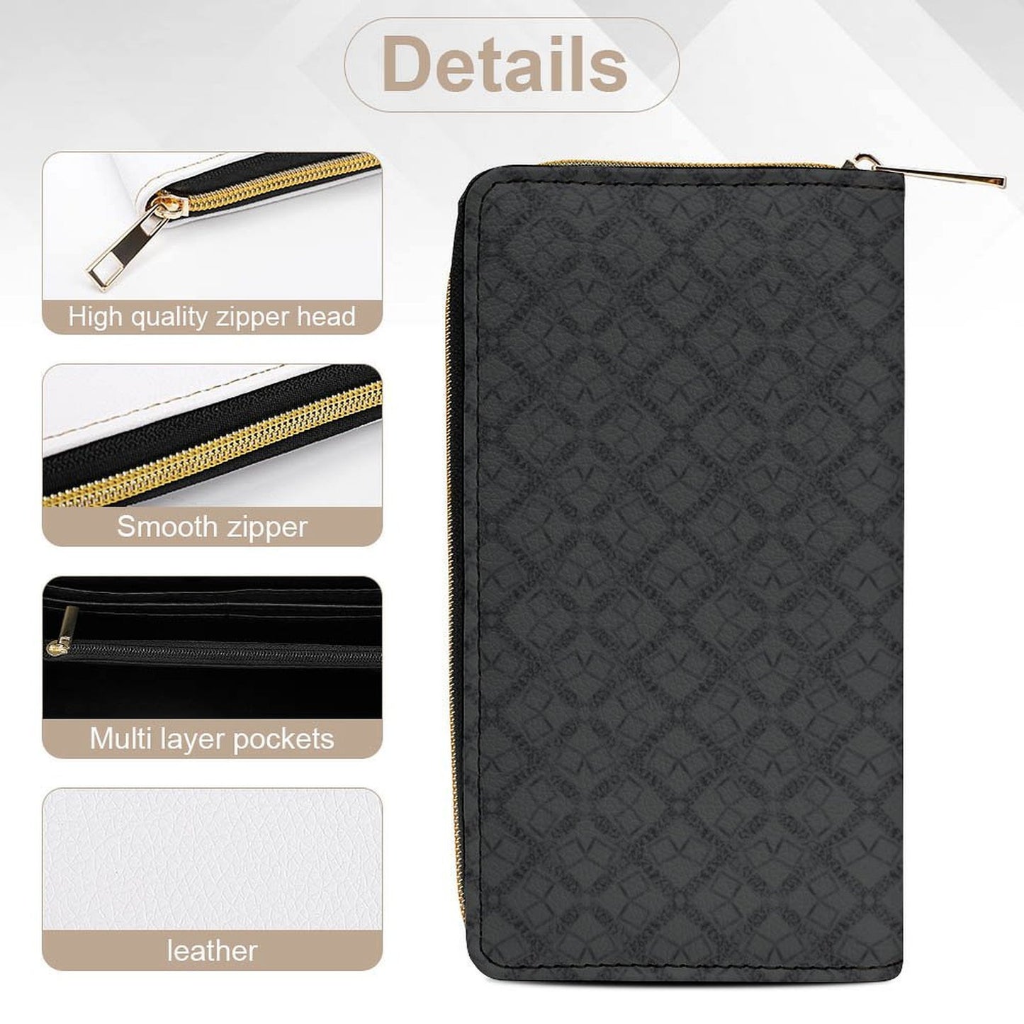 Leather Wallet with Zipper
