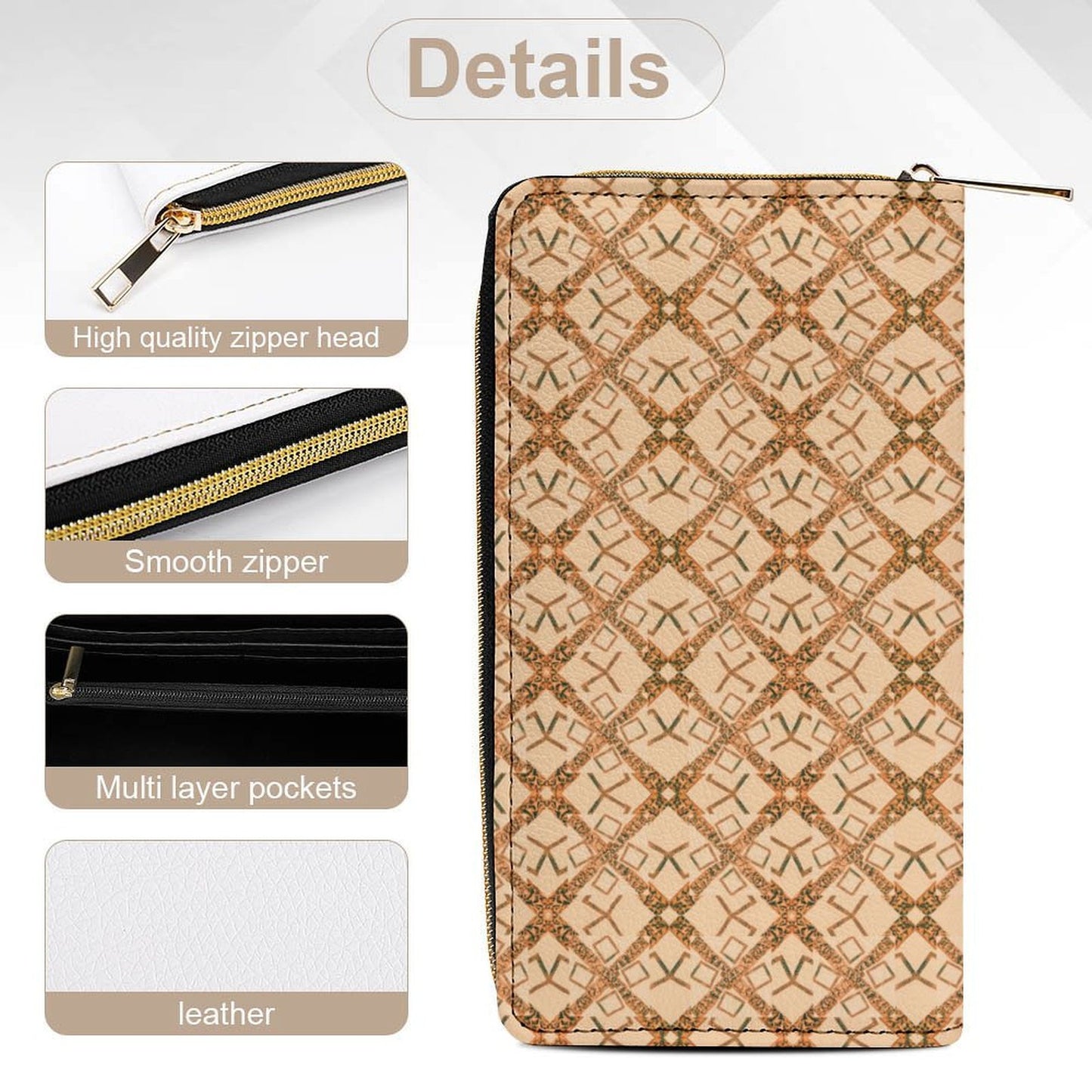 Leather Wallet with Zipper
