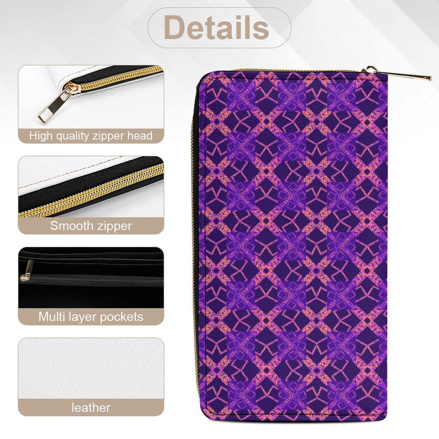 Leather Wallet with Zipper