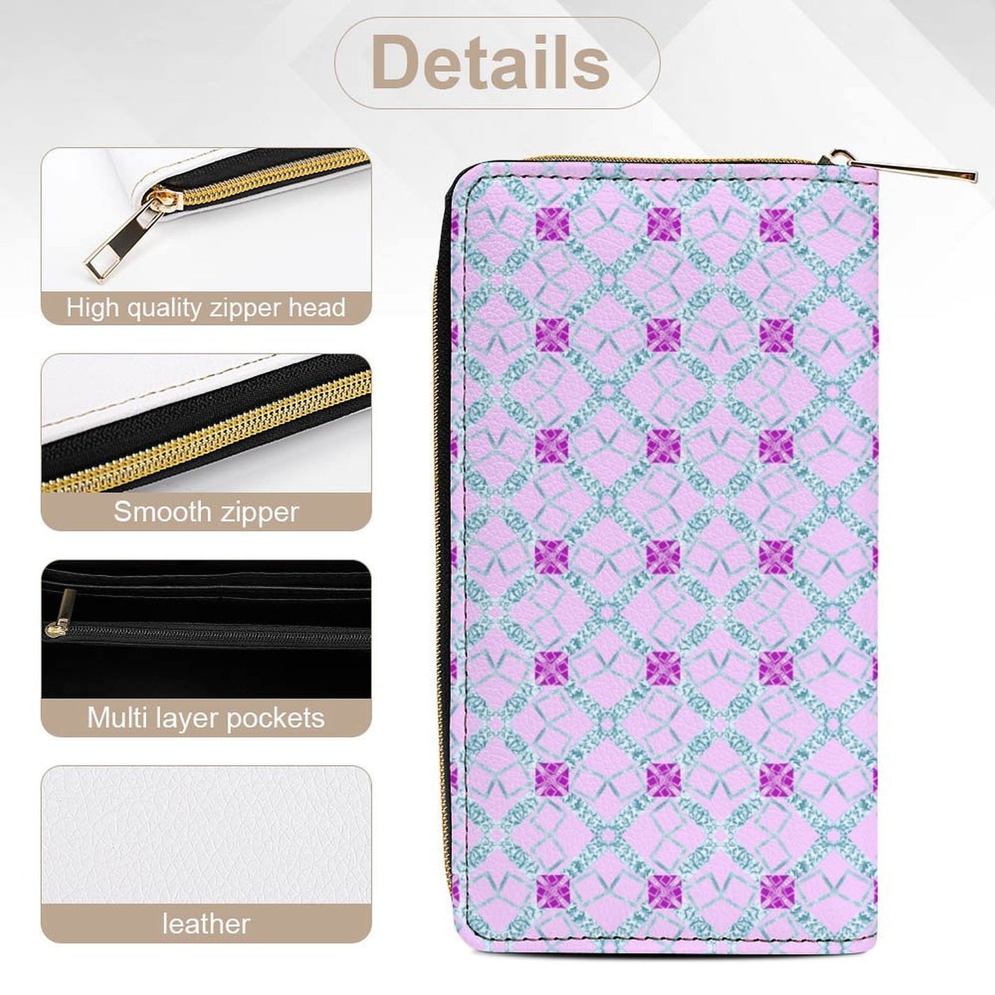 Leather Wallet with Zipper