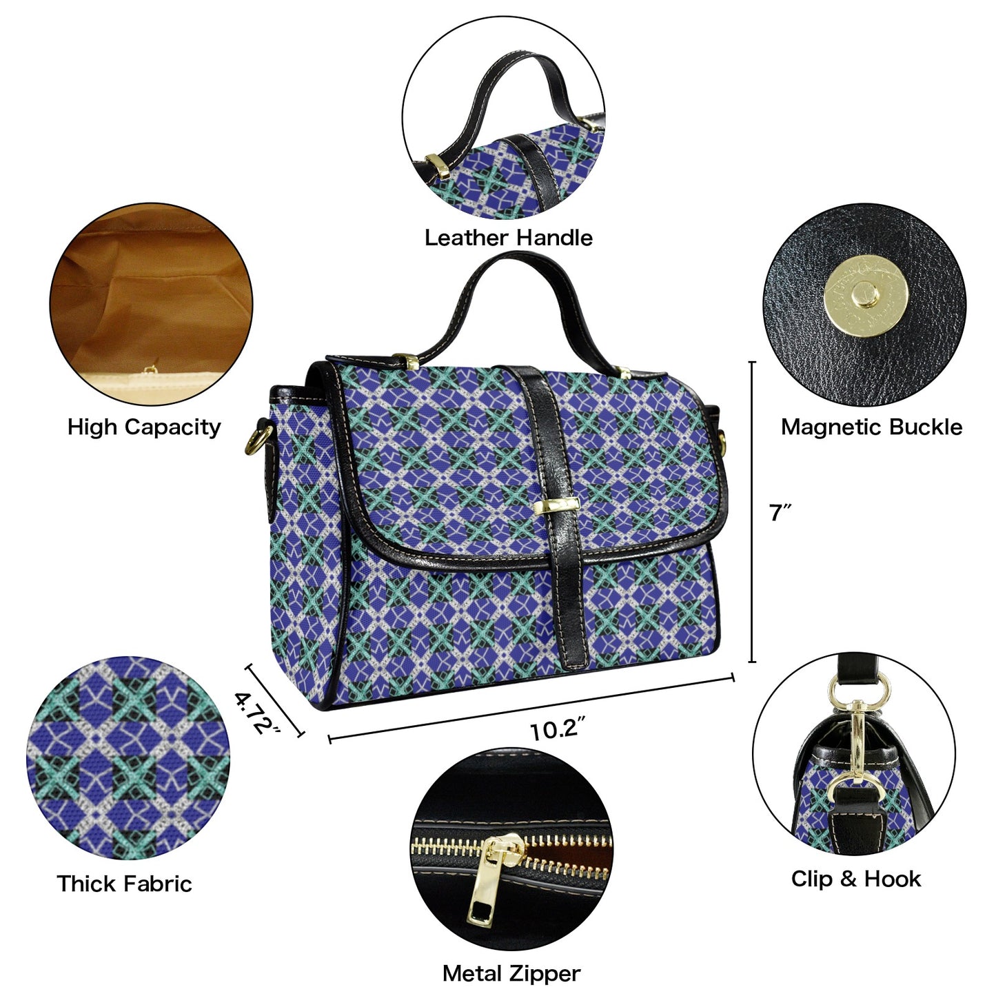 blue 10 Multi-Function Satchel-Black (Model 1740)