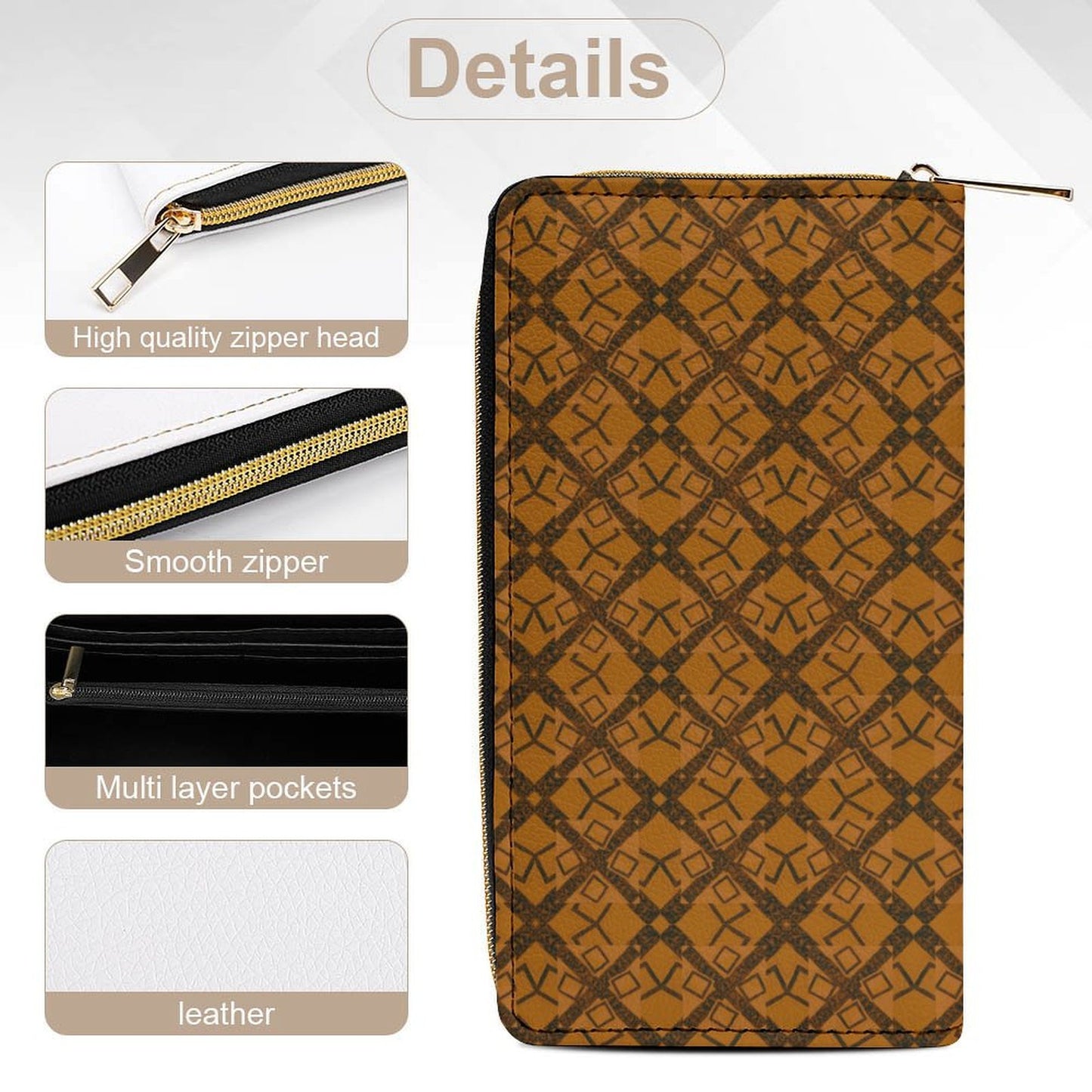 Leather Wallet with Zipper