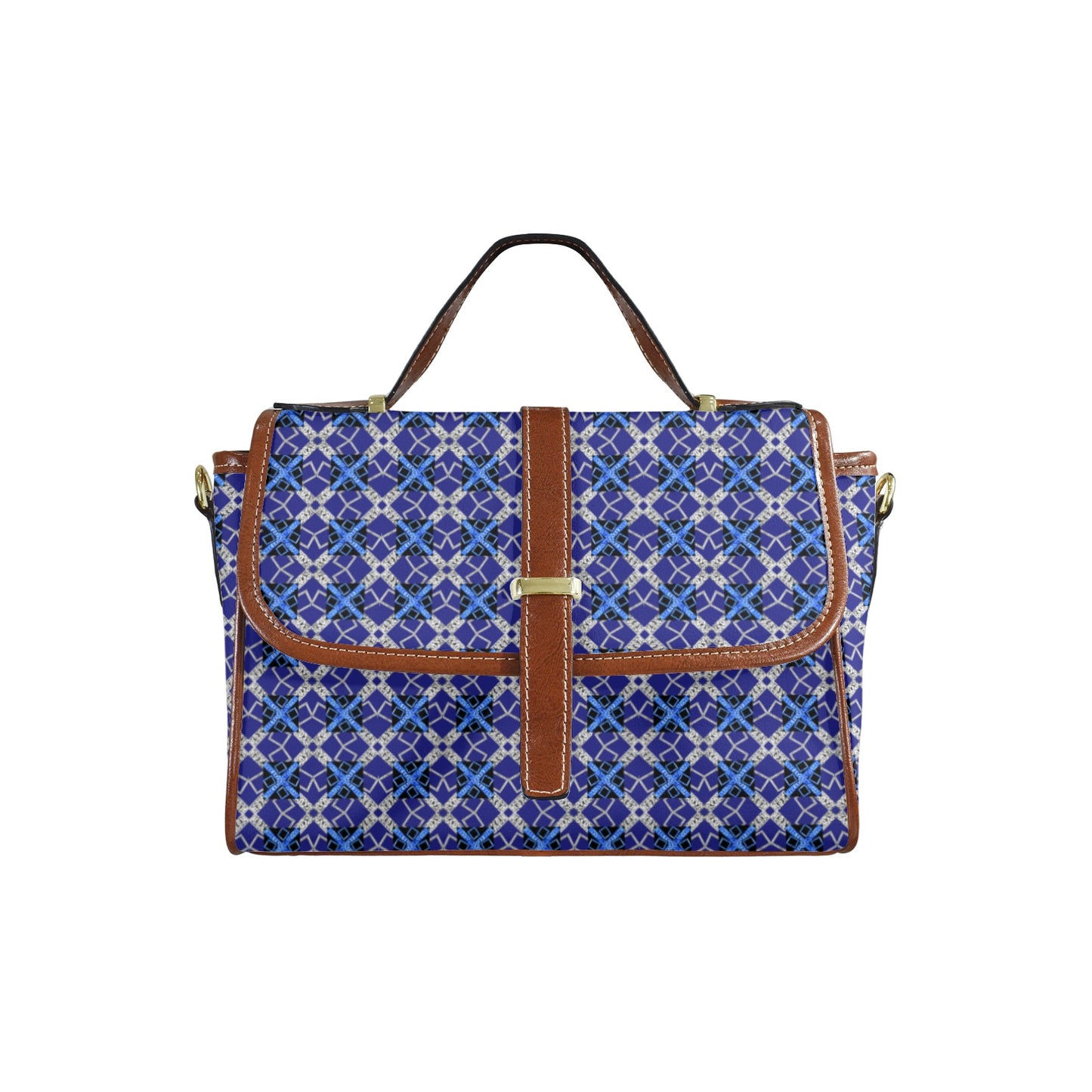 blue 12 Multi-Function Leather Satchel-Brown (Model 1739)