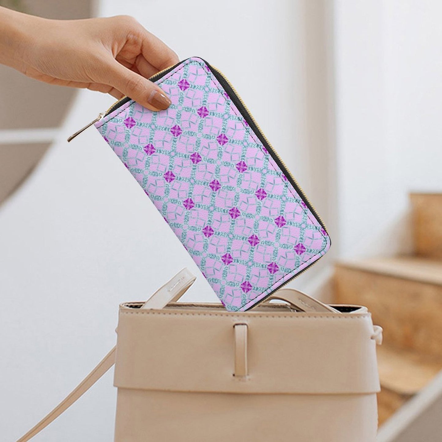 Leather Wallet with Zipper