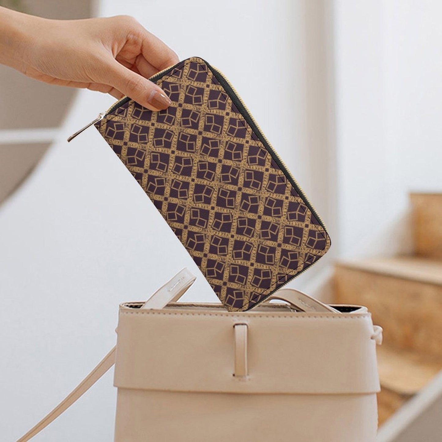 Leather Wallet with Zipper