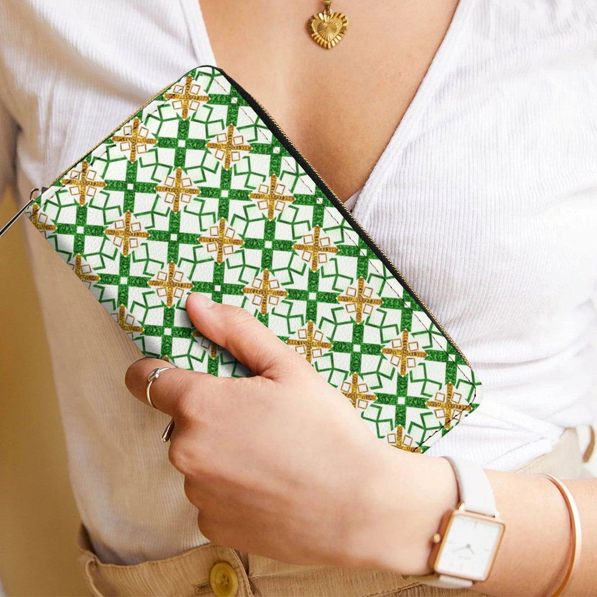 Leather Wallet with Zipper