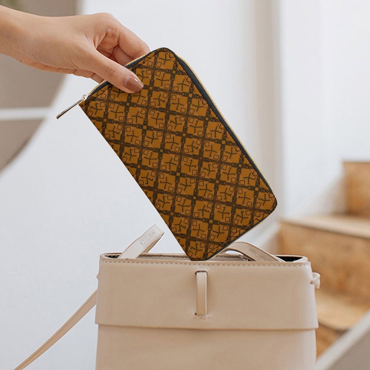 Leather Wallet with Zipper