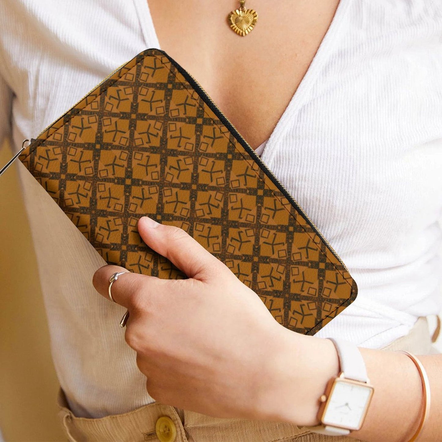Leather Wallet with Zipper