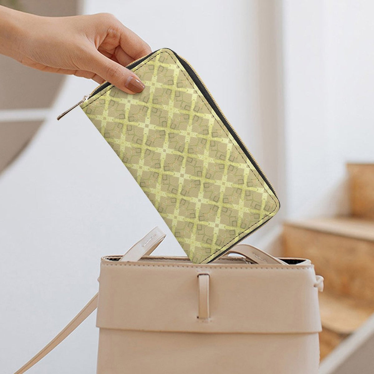 Leather Wallet with Zipper