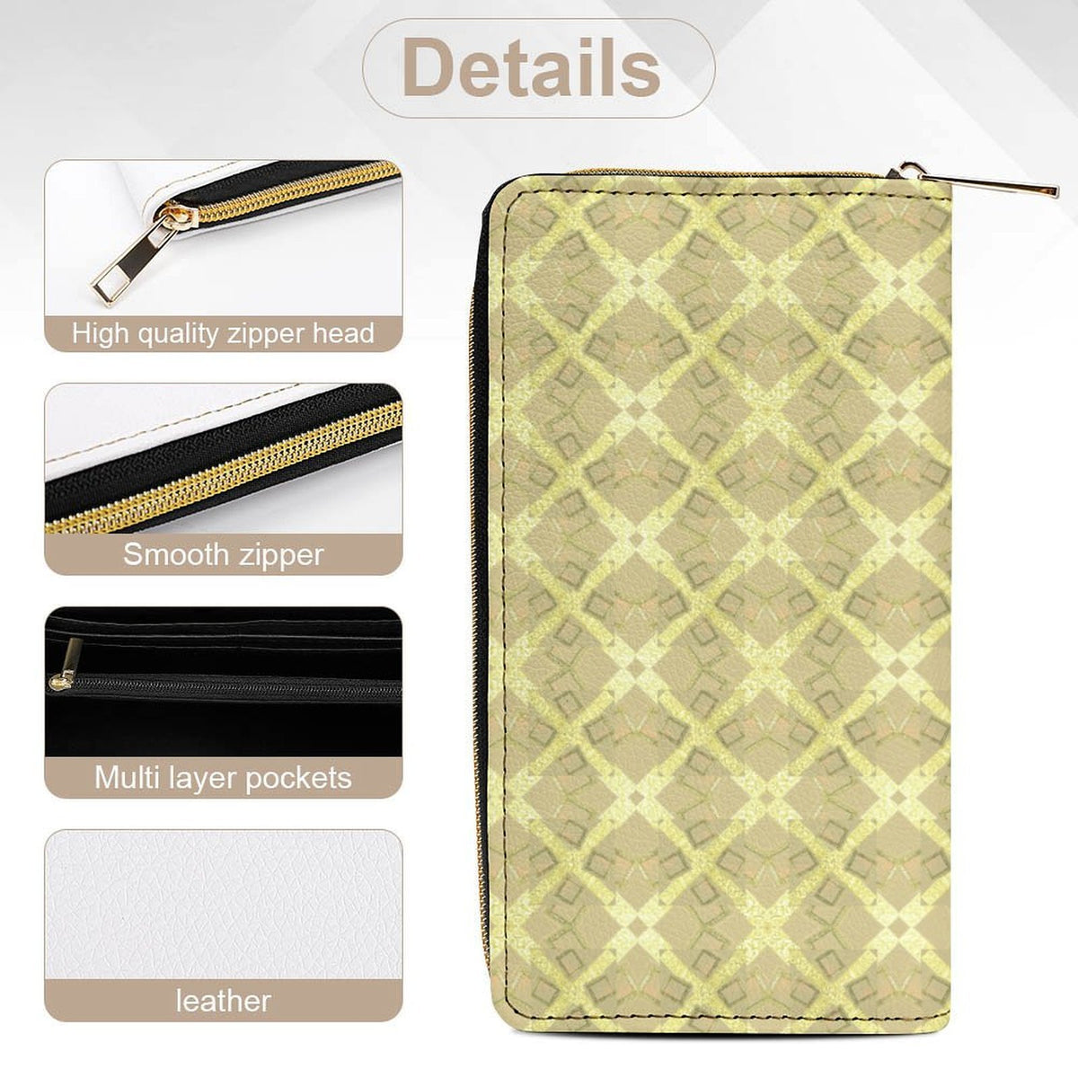Leather Wallet with Zipper