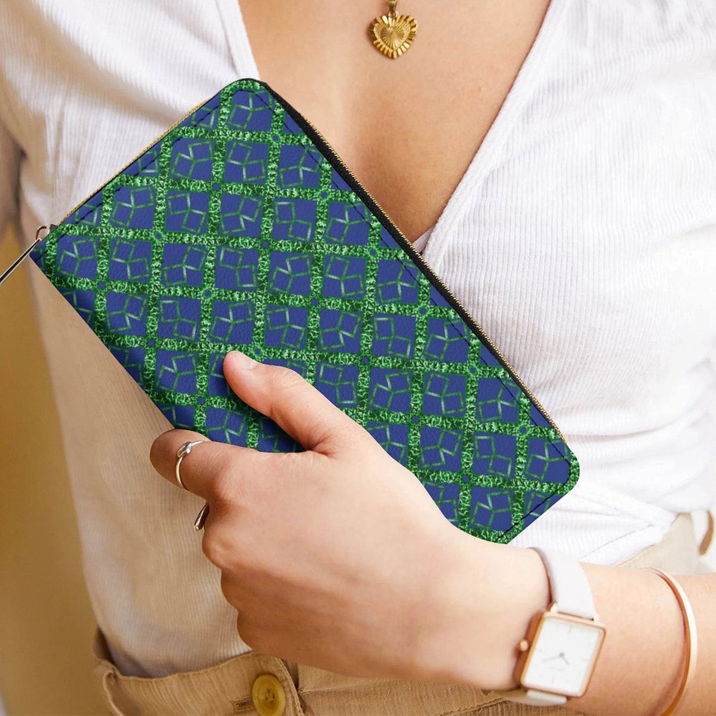 Leather Wallet with Zipper
