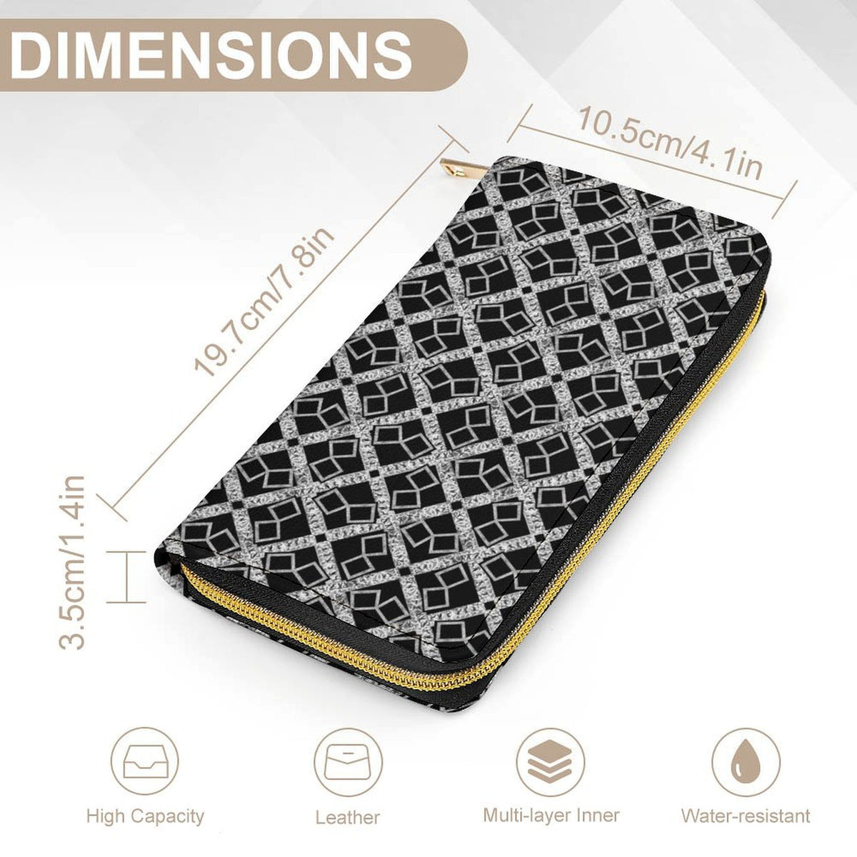 Leather Wallet with Zipper