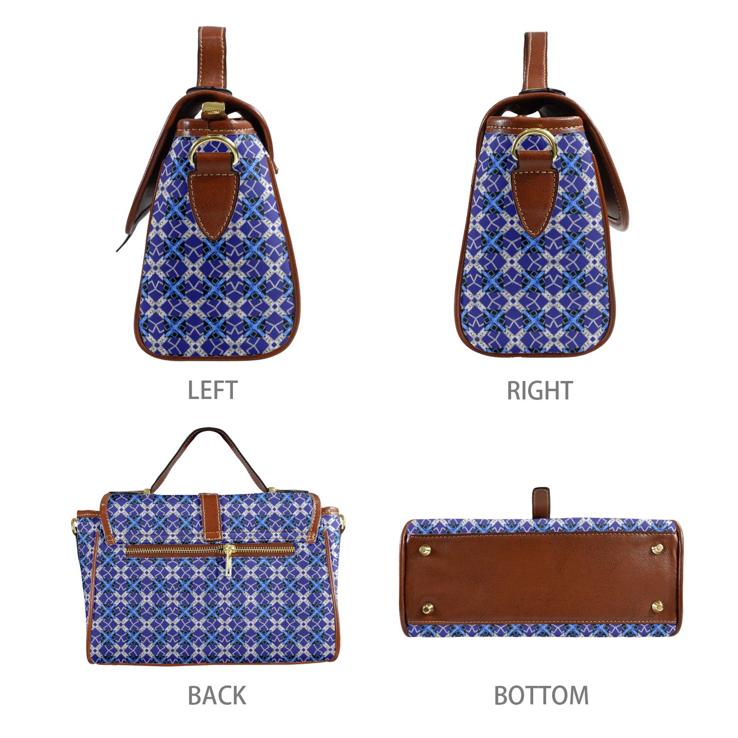 blue 12 Multi-Function Leather Satchel-Brown (Model 1739)