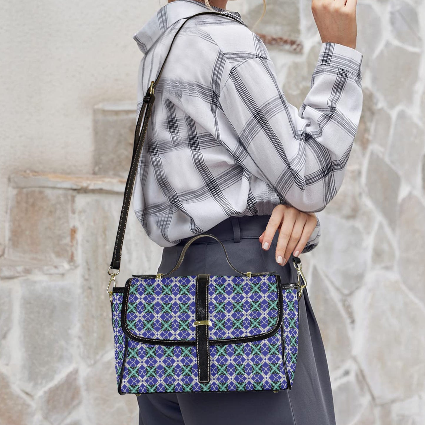 blue 10 Multi-Function Satchel-Black (Model 1740)