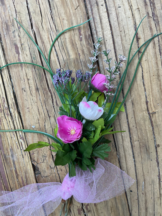 FLOWERS RENTAL FLORAL BRIDAL BOUQUET WHITE PINK small wildflowers