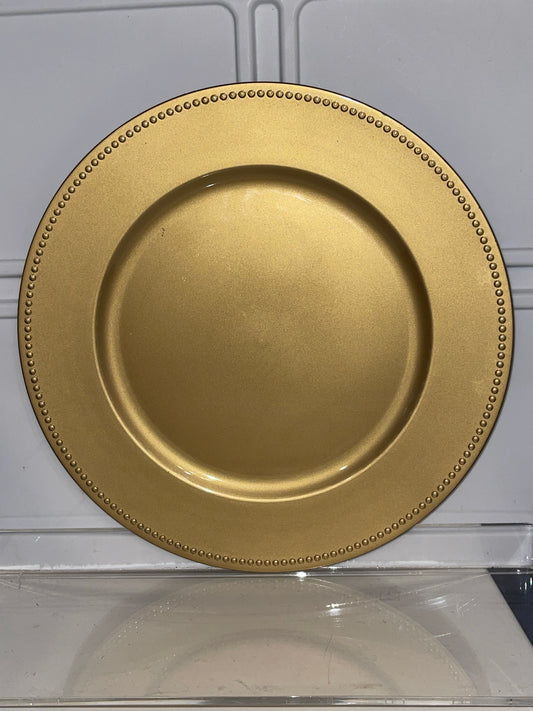 RENTAL TABLE GOLD CLASSIC BEADED ORNATE PLATE CHARGER
