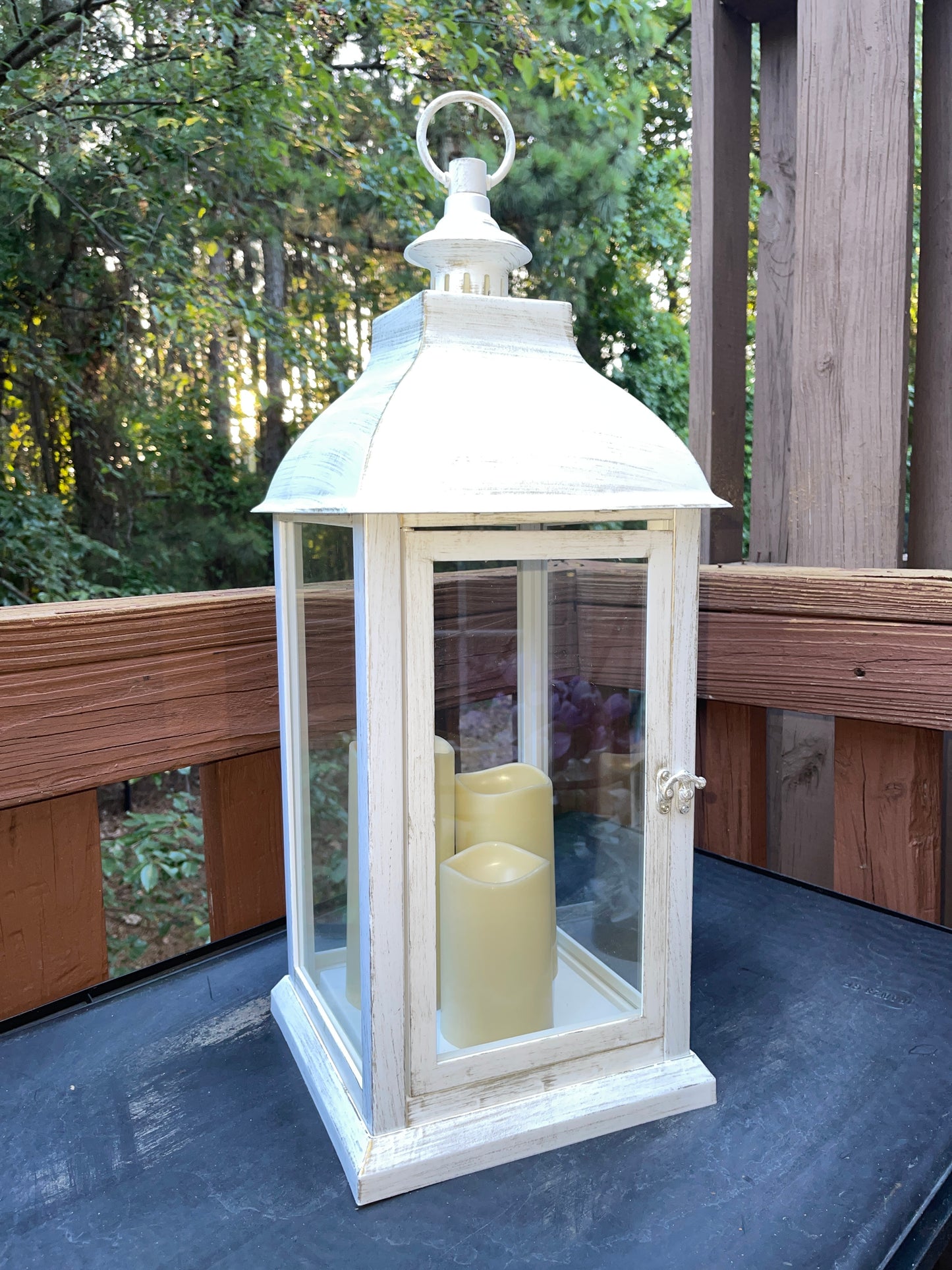 UNITY CANDLE RENTAL LARGE XL WHITE WOOD GLASS LANTERN