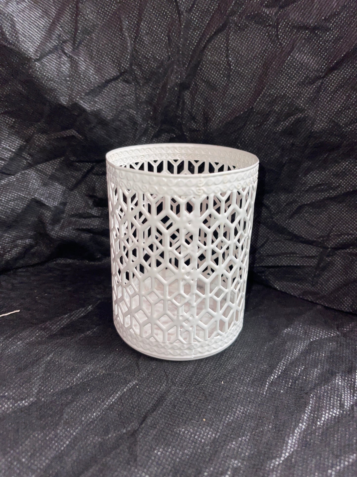Rental vintage white metal lace cups